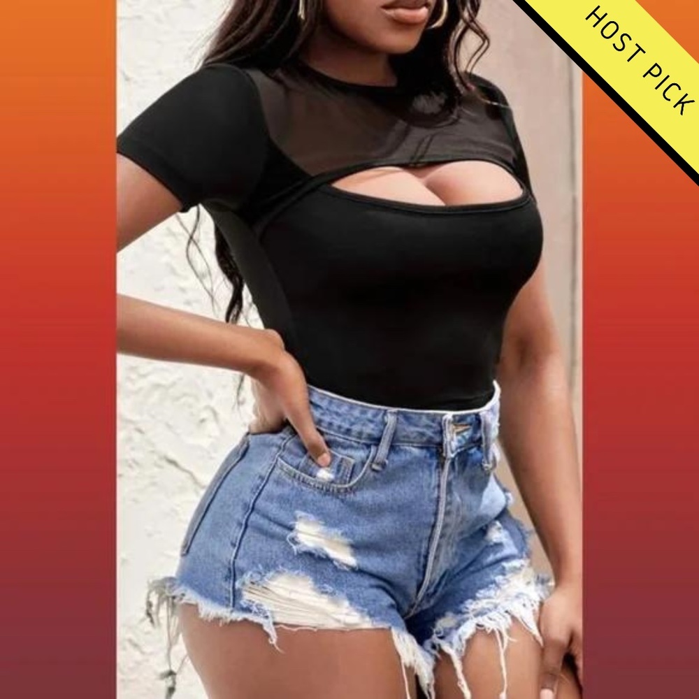 HP | SHEIN Cut Out Mesh Tee